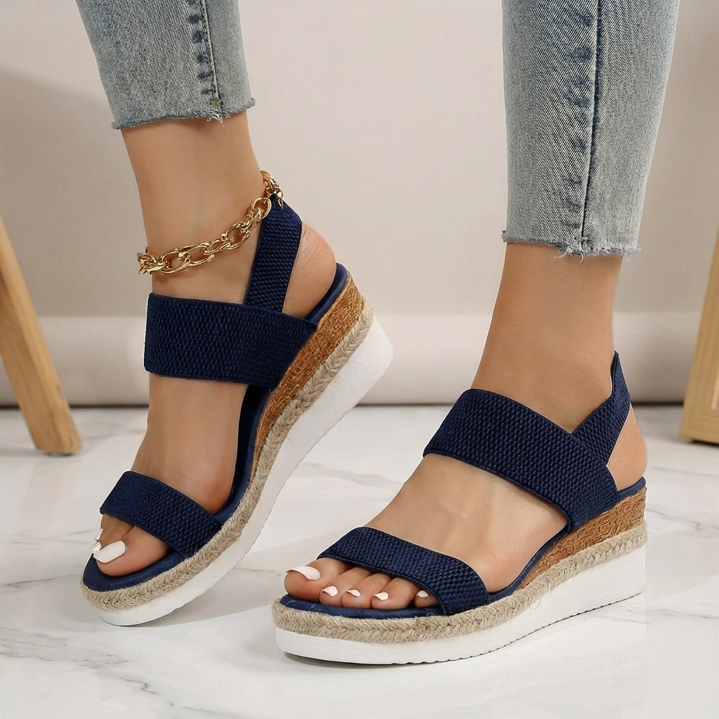Espadrille Platform Orthopedic Sandals with Elastic Straps