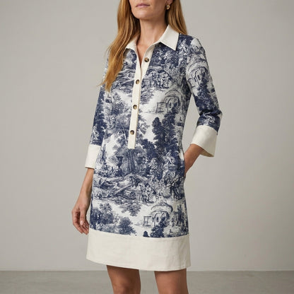 Riviera Printed Collared Shift Dress