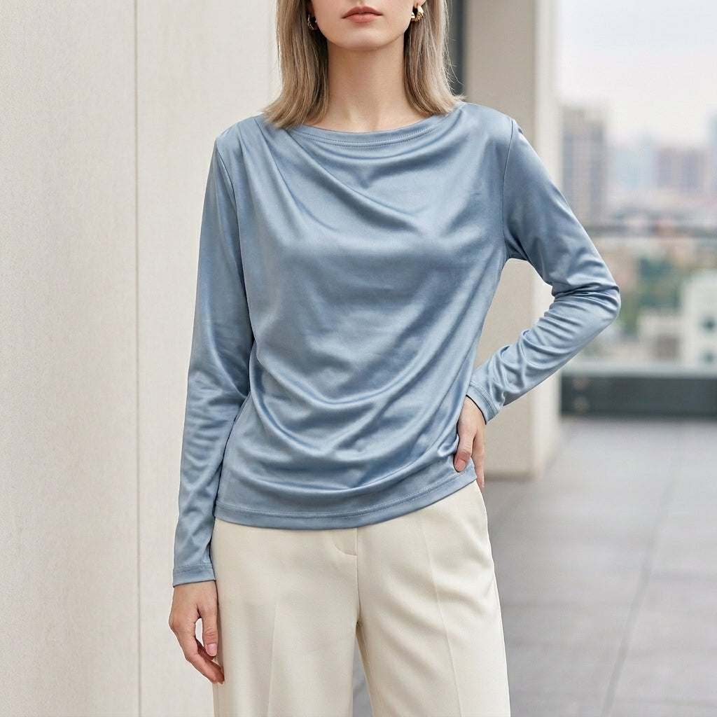 Drape Blouse with Elegant Relaxed Long Sleeve Fit