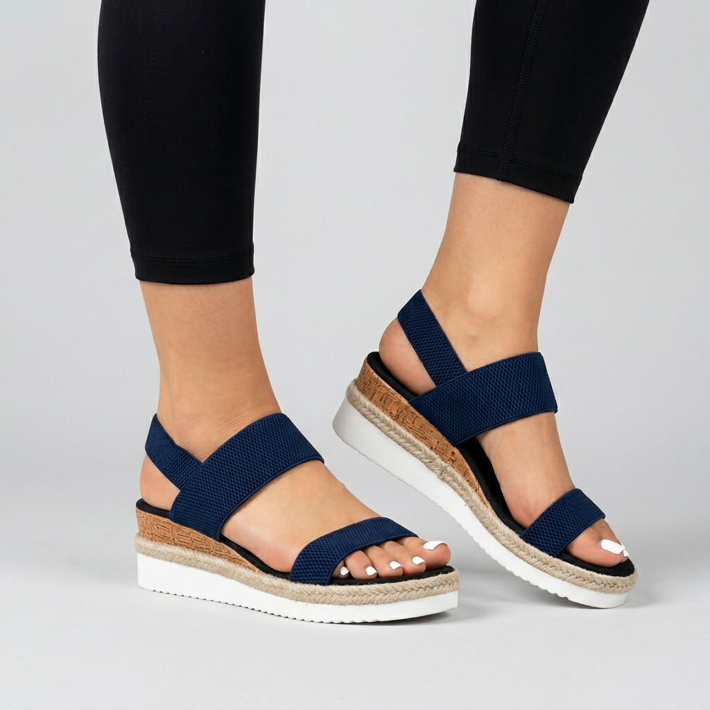 Comfort Wedge Sandals with Elastic Support Straps