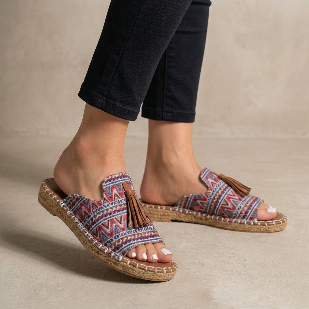 Bohemian Tassel Accent Slide Sandals for Everyday Escapes