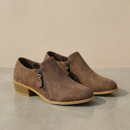 Orthopedic Almond-Toe Ankle Boots with Low Block Heel