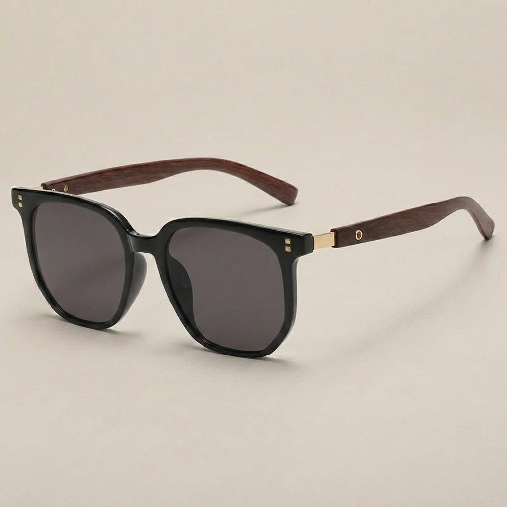Elara Wood Accent Square Sunglasses