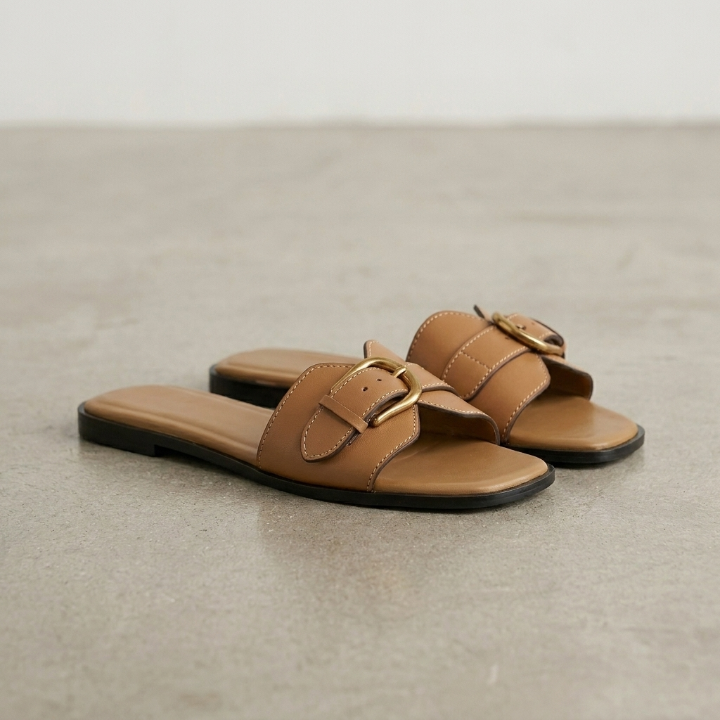 Buckled Slide Sandals with Minimalist Coastal Luxe Design