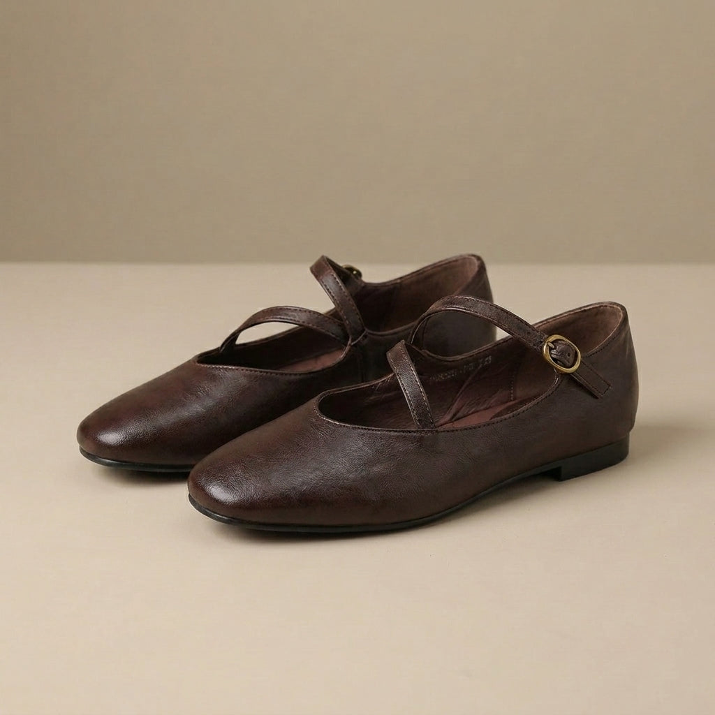 Classic Cross-Strap Mary Jane Ballet Flats
