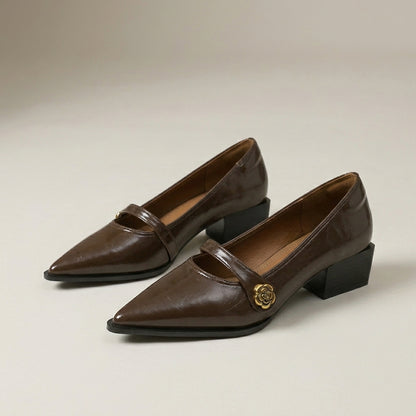 Vienna Pointed Toe Mary Jane Heels with Elegant Minimalist Strap