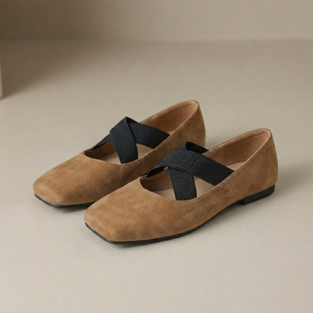 Parisian Ballet Flats with Elegant Cross Strap Comfort