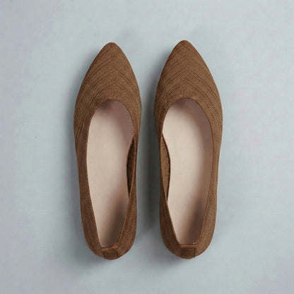 Textured Chevron Knit Pointed Toe Slip-On Flats for Refined Everyday Elegance