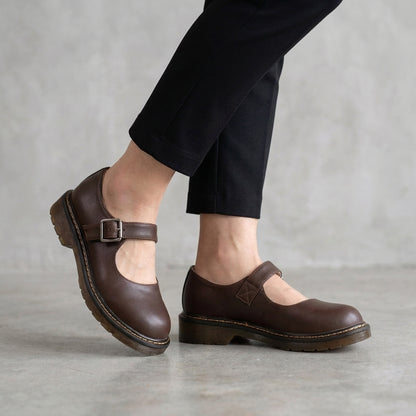 Structured Mary Jane Shoes with Buckle Strap and Chunky Sole