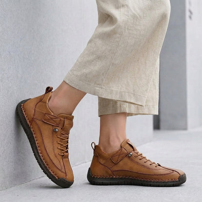 Hand-Stitched Moc-Toe Lace-Up Sneakers for Casual Elegance