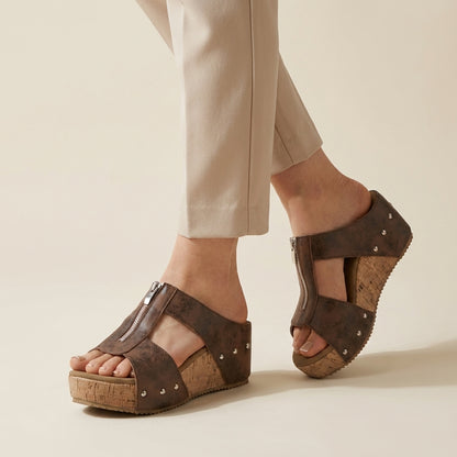 Riviera Cork Platform Comfort Slide Sandals