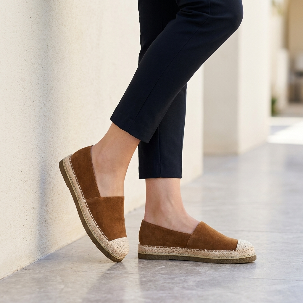 Retro-Inspired Soft-Touch Slip-On Loafers with Braided Midsole and Contrast Stitching