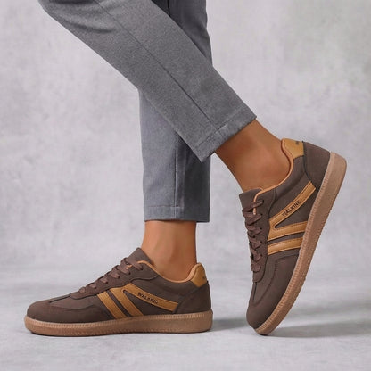 Contemporary Low-Top Lace-Up Sneakers with Signature Striped Detail