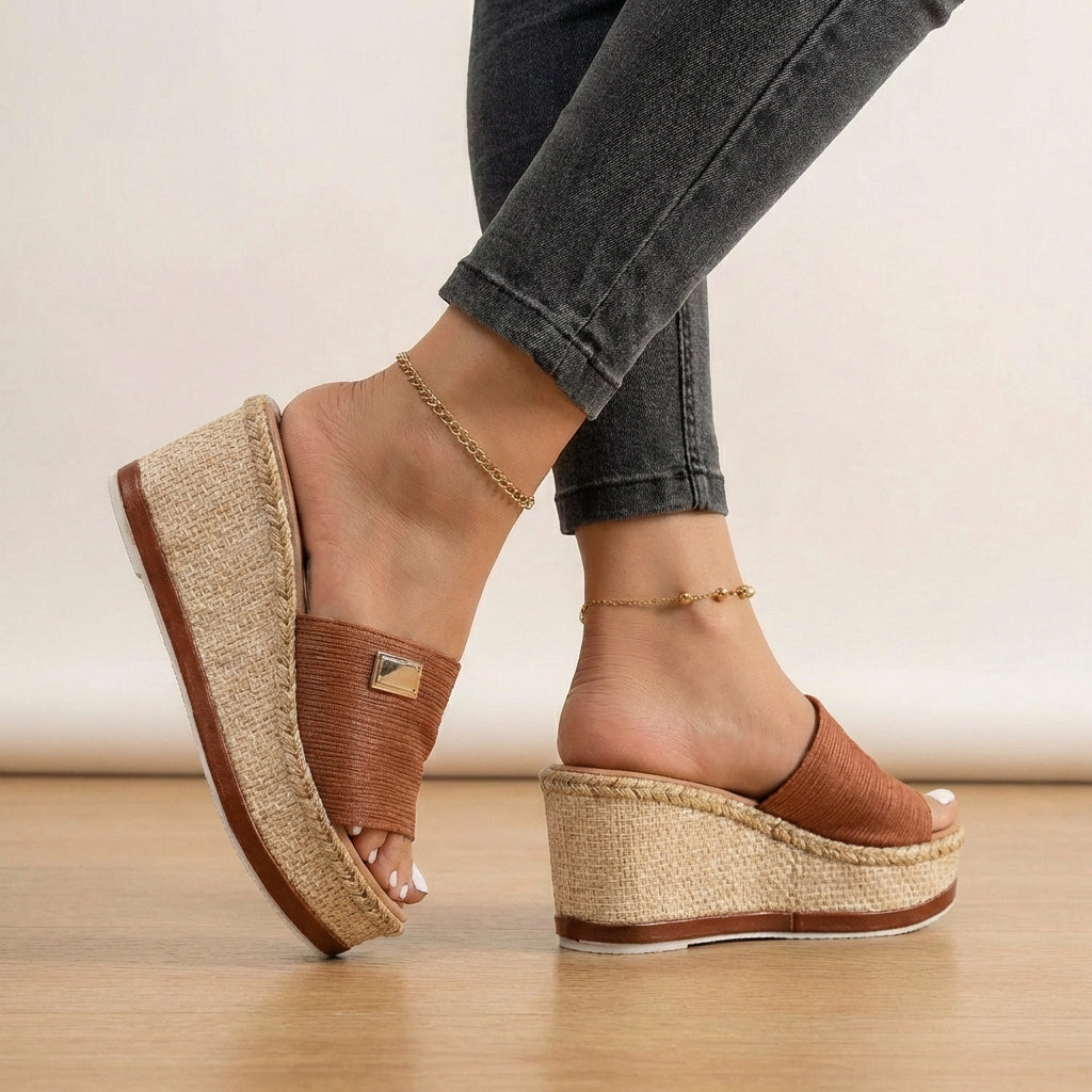 Textured Strap Espadrille Wedge Sandals