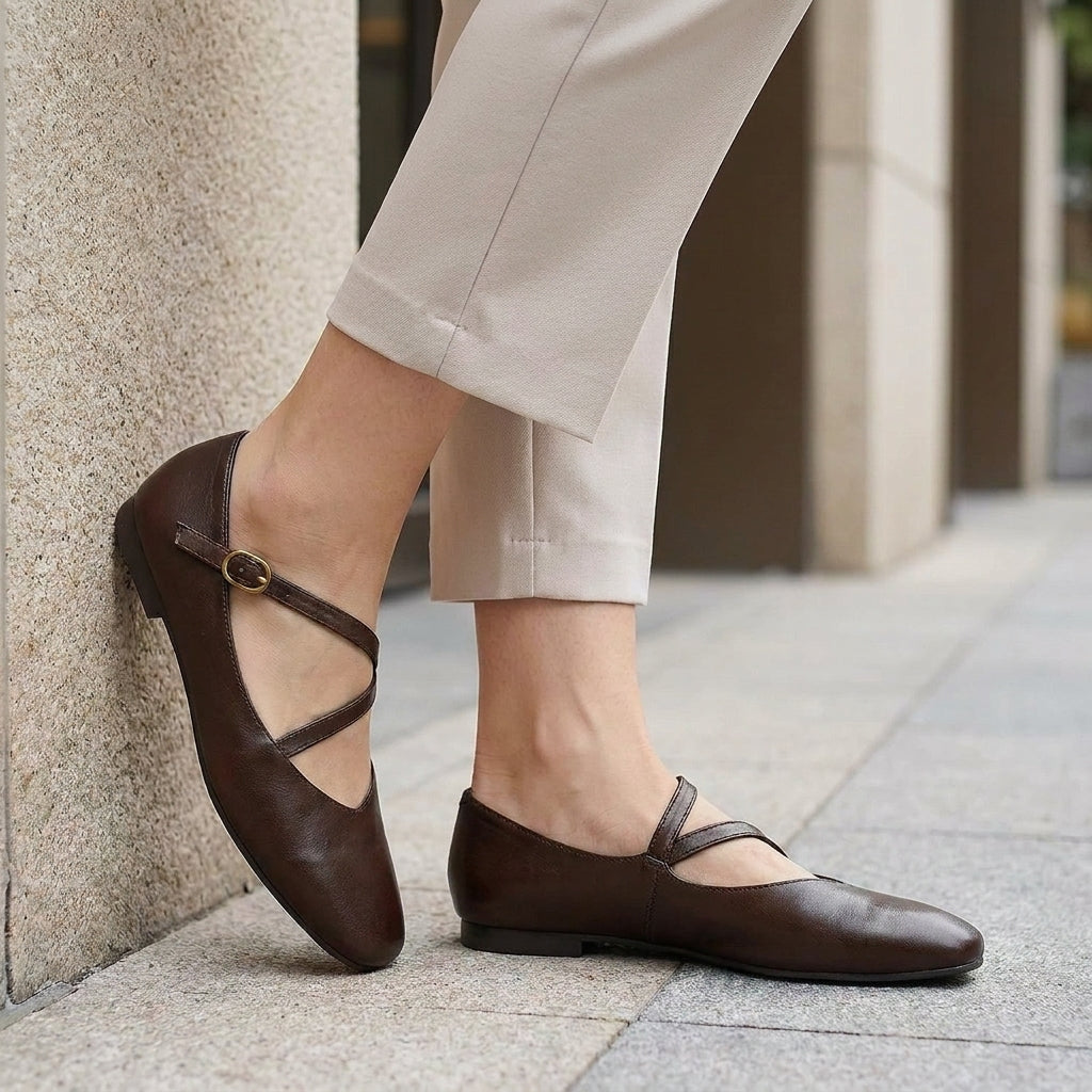 Classic Cross-Strap Mary Jane Ballet Flats