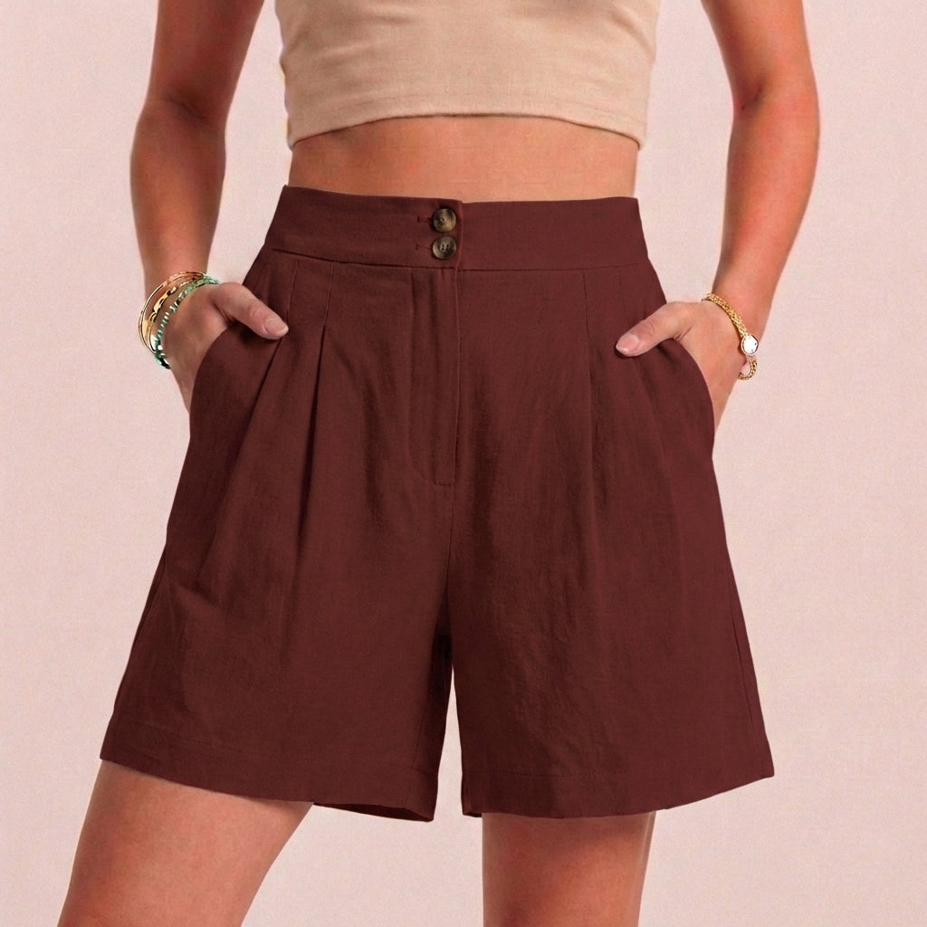 Relaxed Paperbag Waist Shorts with Tailored Side Pockets