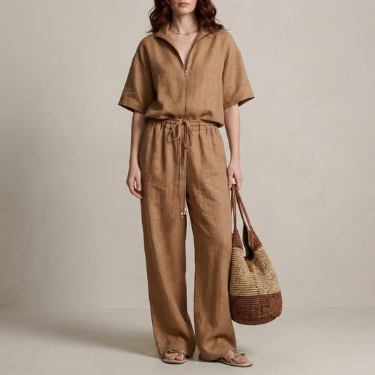 Effortless Zip-Neck Top and Wide-Leg Trouser Set
