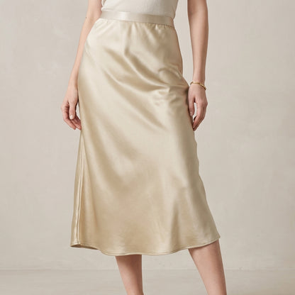 Elegant Satin Maxi Skirt with Fluid High-Waist Silhouette