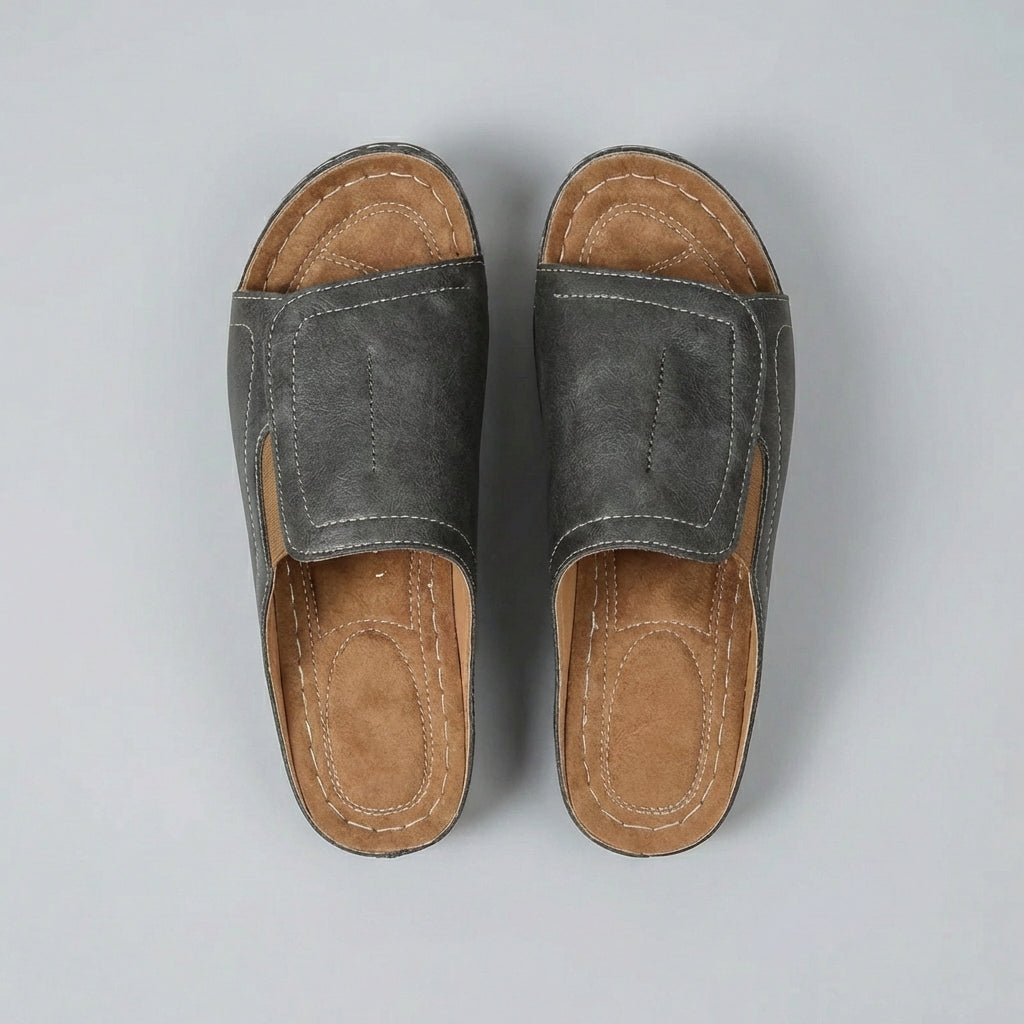 Luxury Leather Orthopedic Wedge Sandals with Open-Toe Slip-On Design