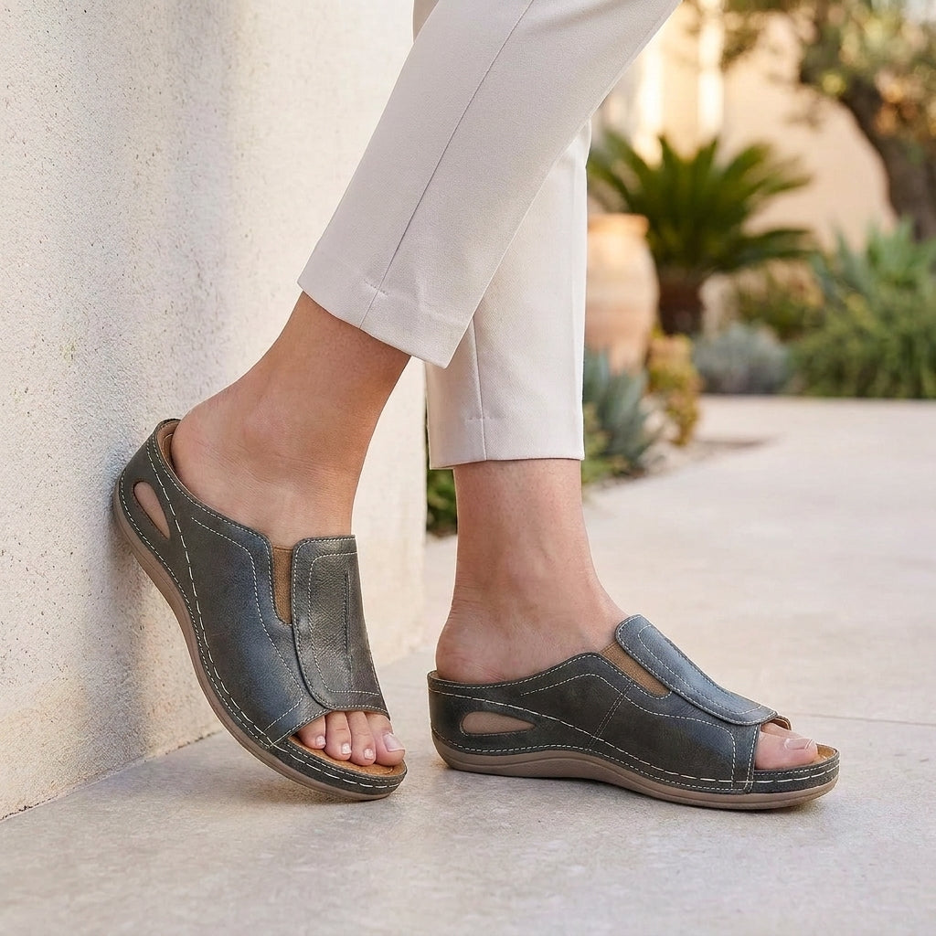 Ergonomic Slip-On Sandals with Contoured Wedge Heel for Relaxed Comfort