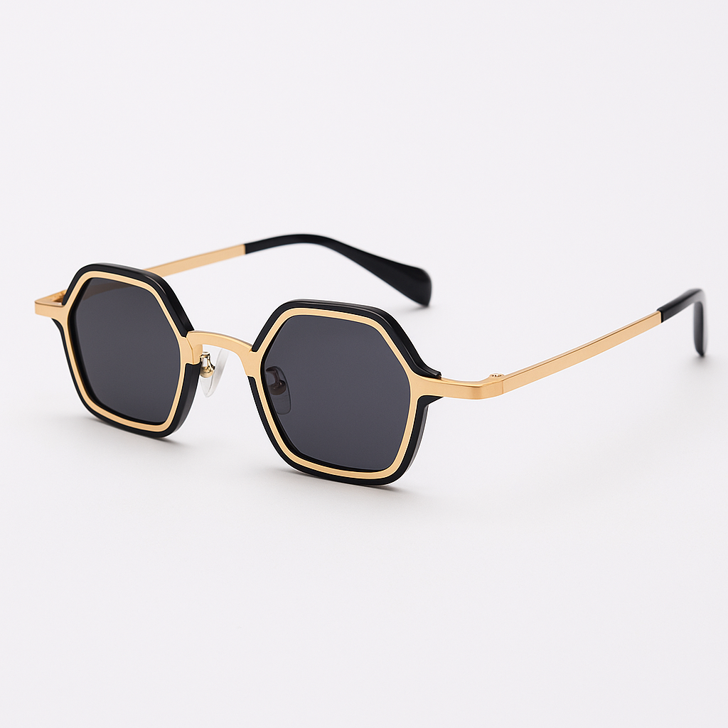 Architectural Sunglasses with Dual-Layered Geometric Frame