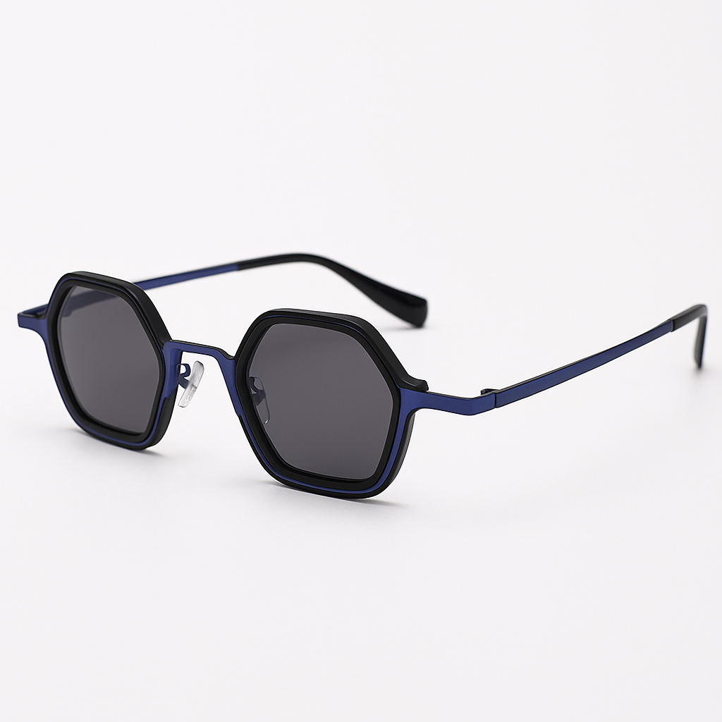 Architectural Sunglasses with Dual-Layered Geometric Frame