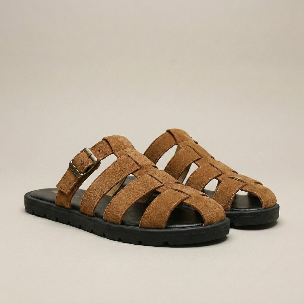 Santorini Woven Fisherman Slide Sandals with Cushioned Comfort Sole