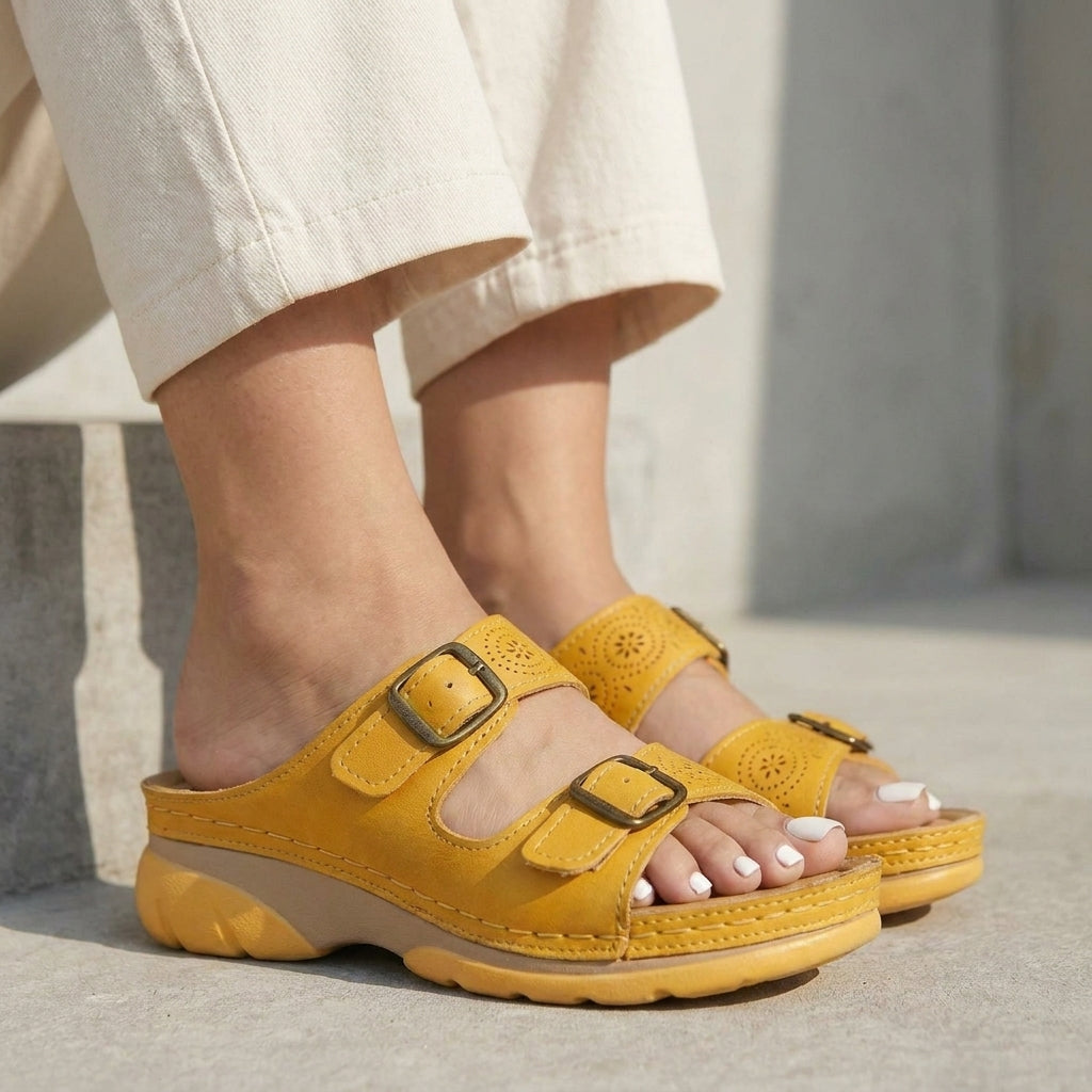 Structured Orthopedic Sandals with Adjustable Buckle Straps and Contoured Sole