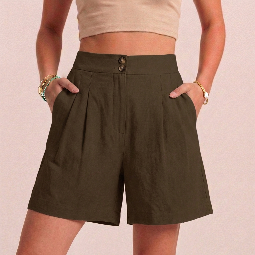 Relaxed Paperbag Waist Shorts with Tailored Side Pockets