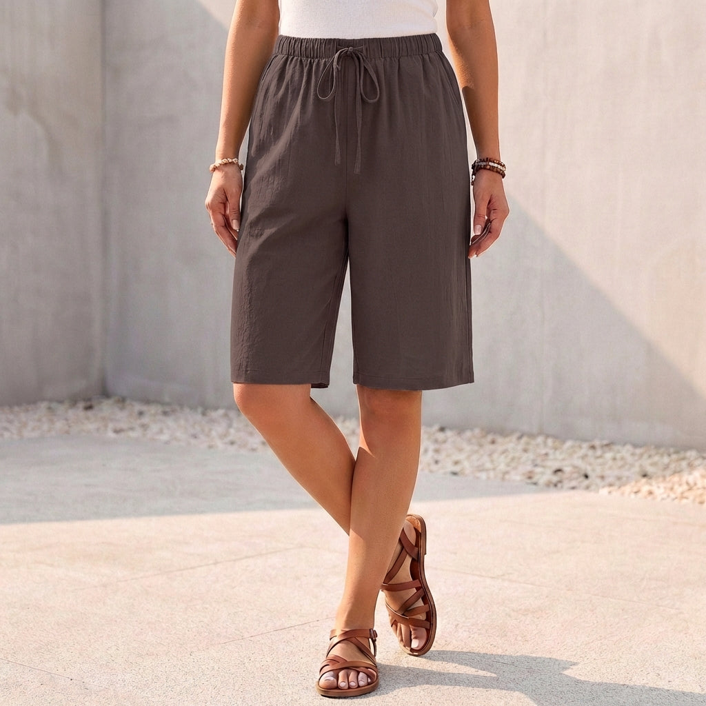 Relaxed Fit Bermuda Shorts with Drawstring Waist