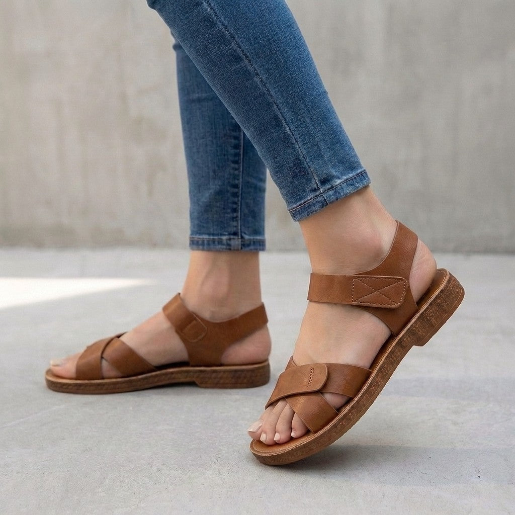 Roman-Inspired Flat Sandals with Contoured Footbed and Adjustable Strap