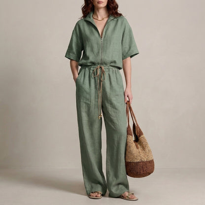 Effortless Zip-Neck Top and Wide-Leg Trouser Set