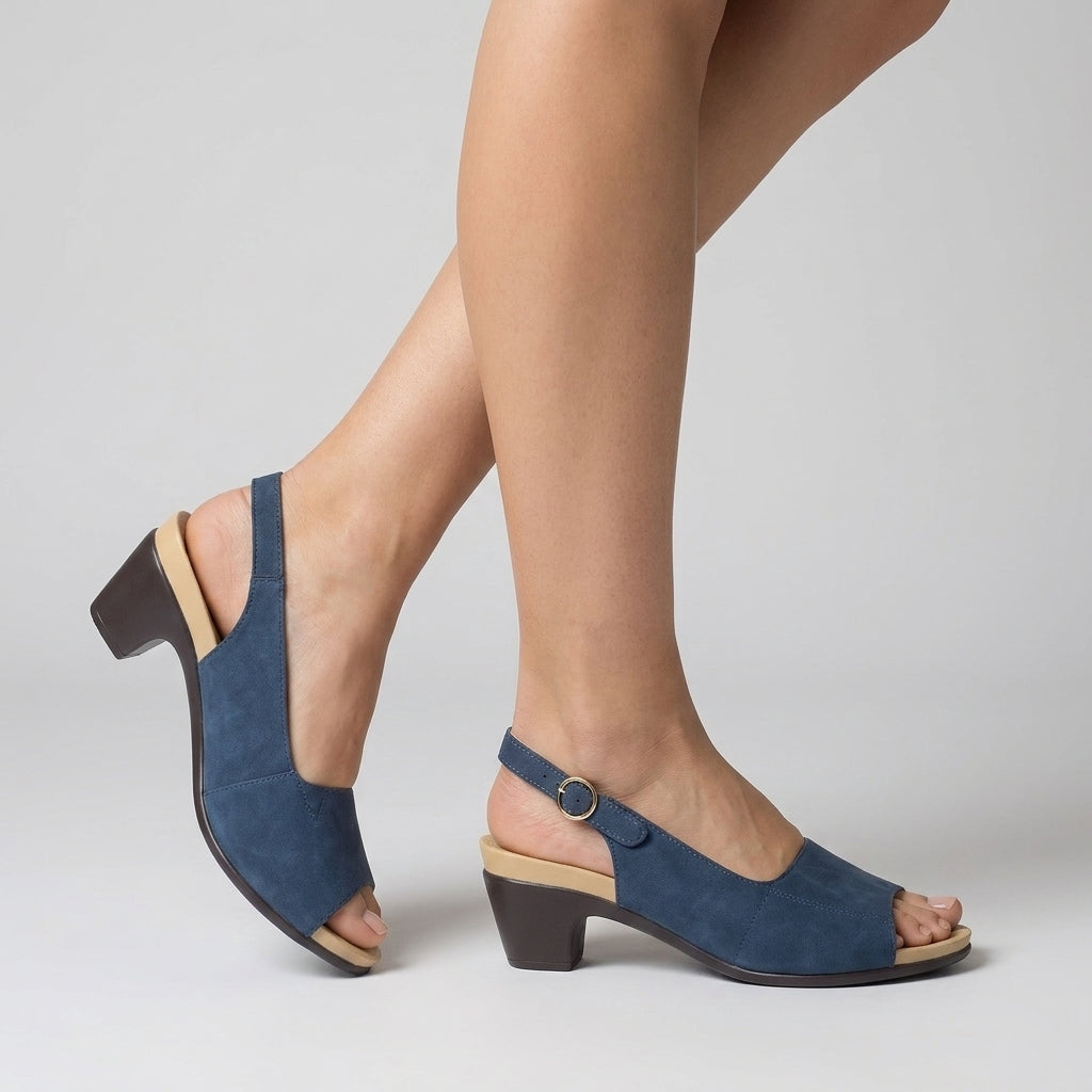 Open Toe Slingback Block Heel Sandals