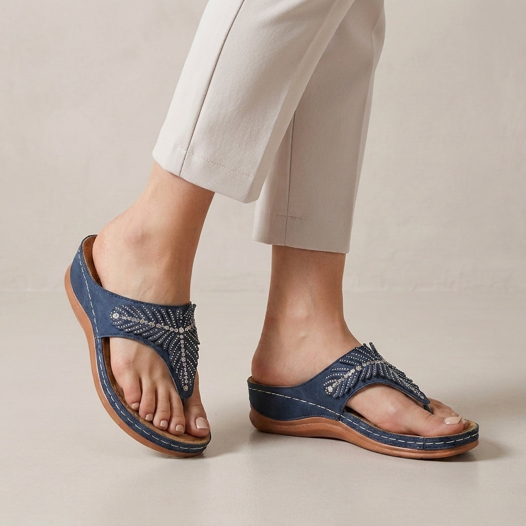 Crystal Embellished Comfort Thong Sandals for Everyday Elegance