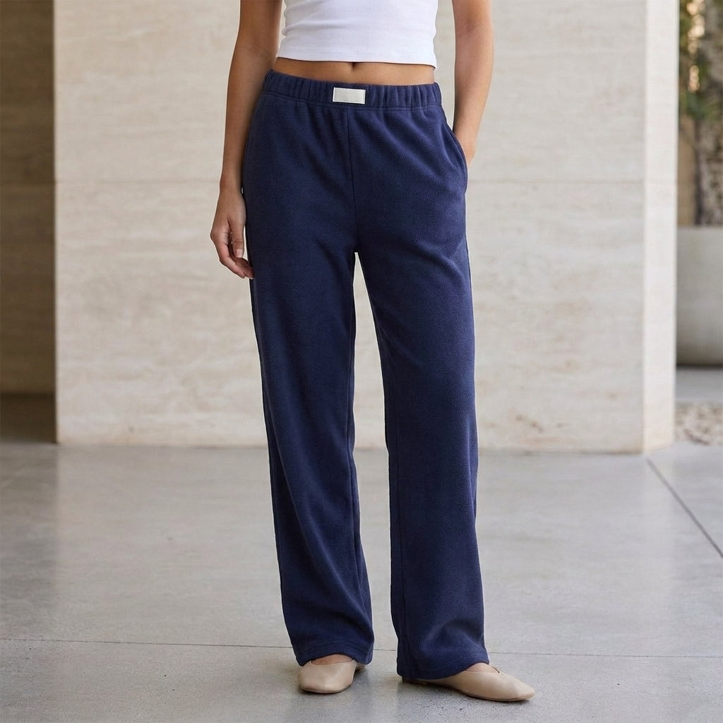 Women's Relaxed Ribbed Straight-Leg Lounge Pants with Signature Waistband