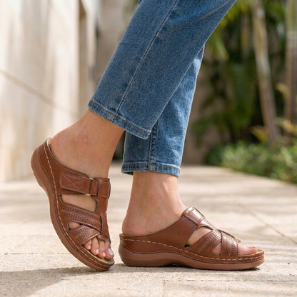 Orthopedic Cross-Strap Slide Sandals with Cushioned Sole