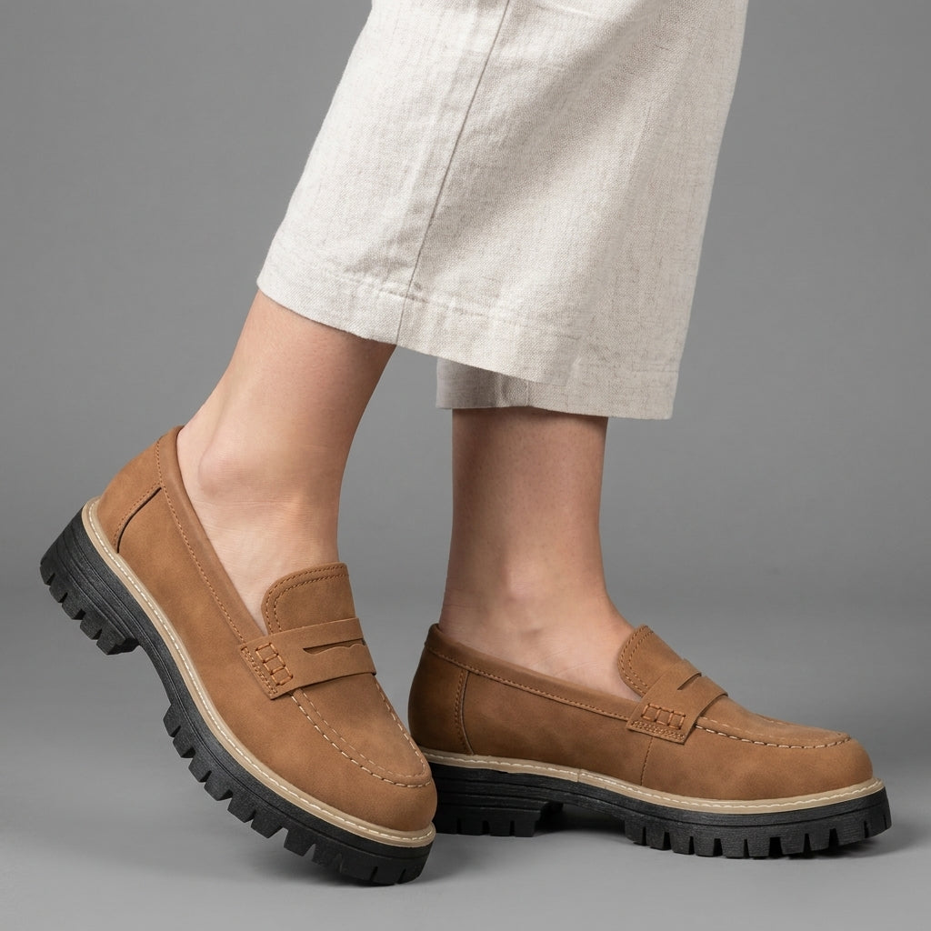 Classic Penny Loafers with Chunky Sole for Everyday Style