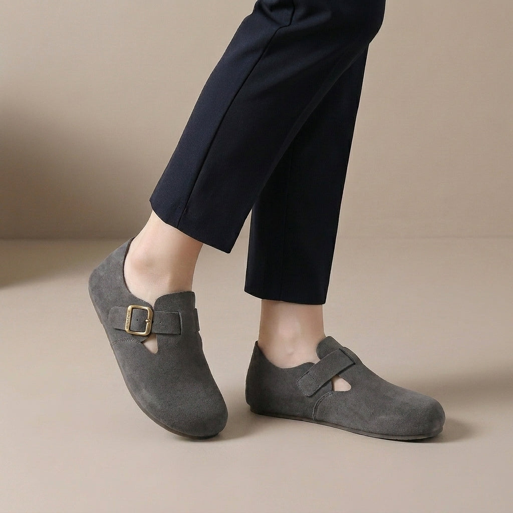 Minimalist Buckle Accent Slip-On Comfort Clogs