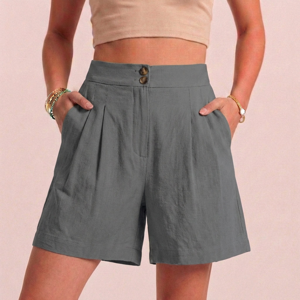 Relaxed Paperbag Waist Shorts with Tailored Side Pockets
