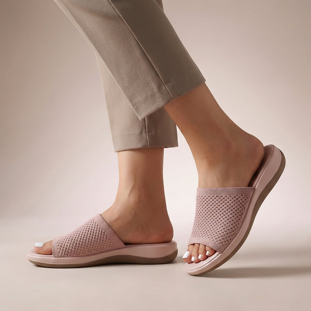 Elevated Knit Slide Sandals with Contoured Footbed for Effortless Elegance