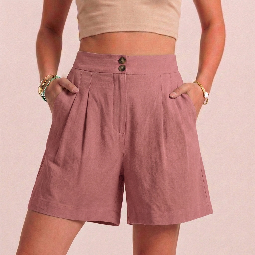 Relaxed Paperbag Waist Shorts with Tailored Side Pockets