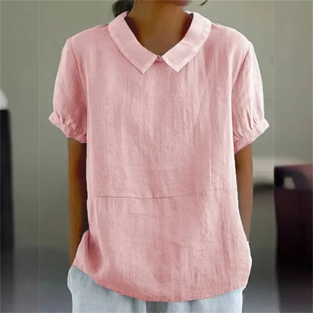 Serene Linen Collared Blouse