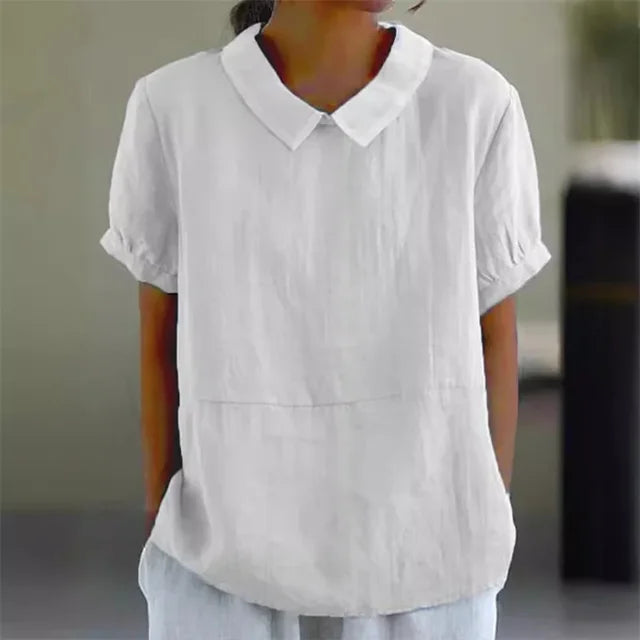 Serene Linen Collared Blouse