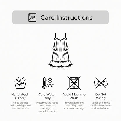 Fringe Embellished Mini Dress with Feathered Hem