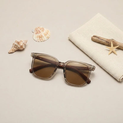 Elara Wood Accent Square Sunglasses