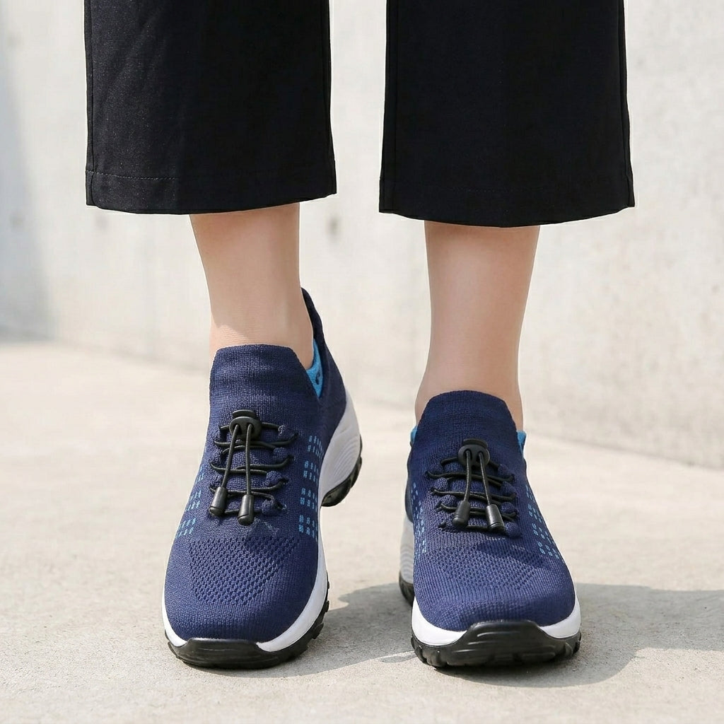 Orthotic Slip-On Walking Sneakers with Breathable Knit and Cushioned Sole Set