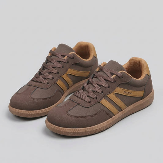 Lace-Up Sneakers with Contrasting Stripes and Textured Sole