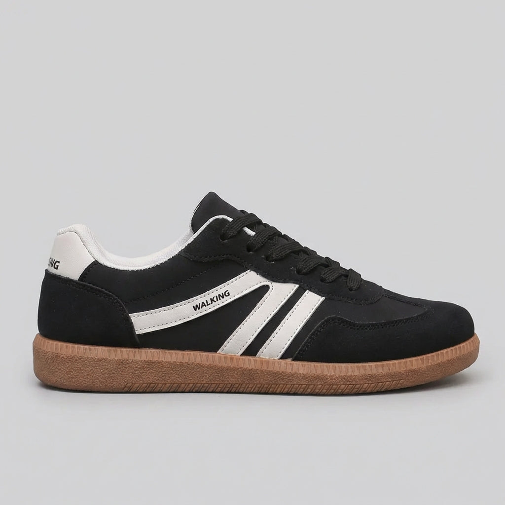 Lace-Up Sneakers with Contrasting Stripes and Textured Sole