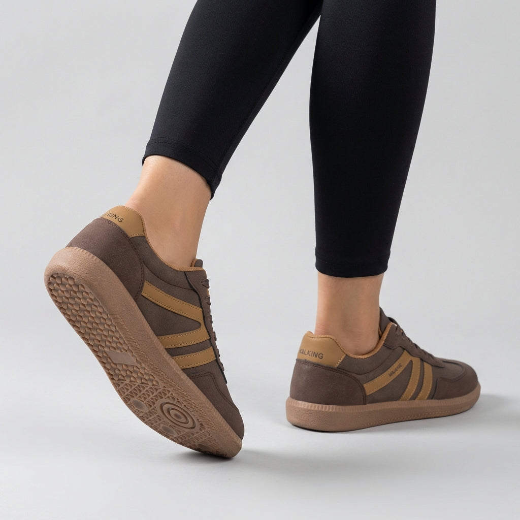 Lace-Up Sneakers with Contrasting Stripes and Textured Sole