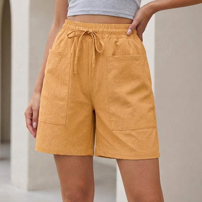 Relaxed Shorts with Drawstring Waistband and Textured Finish
